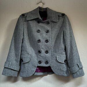 Robert Rodriguez Women's Size 6 Double Breasted 3/4 Sleeve Gray Polyester Jacket